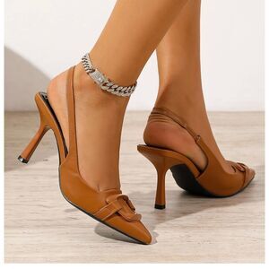 Berness Tan Brown Slingback Pointed Toe Heels Size 9 NWOT Kitten Stiletto Pumps